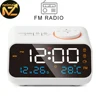 Mordern FM Radio LED Alarm Clock for Bedside Wake Up. Digital Table Calendar with Temperature Thermometer Humidity Hygrometer.