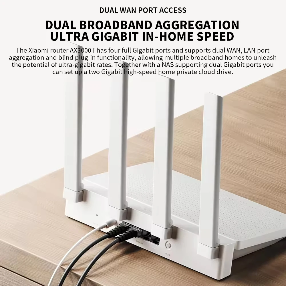 2024 Baru Asli Xiaomi AX3000T Router 2.4GHz 5GHz 1.3GHz CPU 2X2 160MHz WAN LAN LED Koneksi NFC untuk Rumah Kantor Game Mi