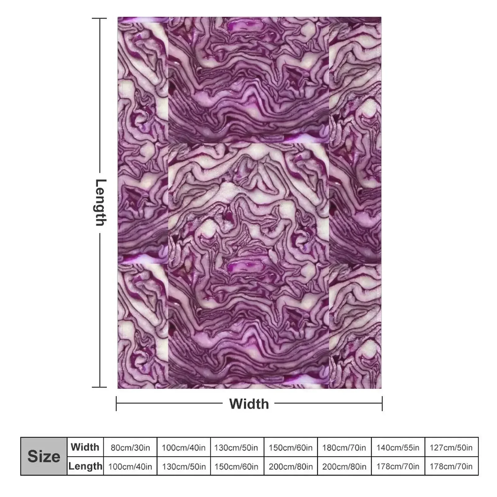 Red cabbage Throw Blanket couch cozy soft plush fuzzy picnic outdoor blanket