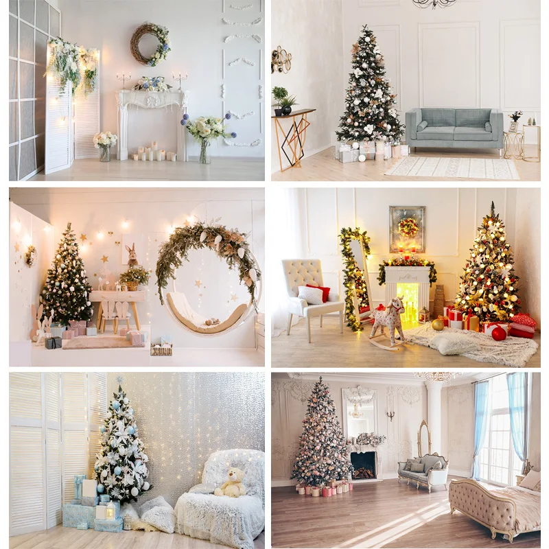 

Christmas Theme Photography Background Christmas Tree Fireplace Children Portrait Backdrops For Photo Studio Props 21522DHY-26