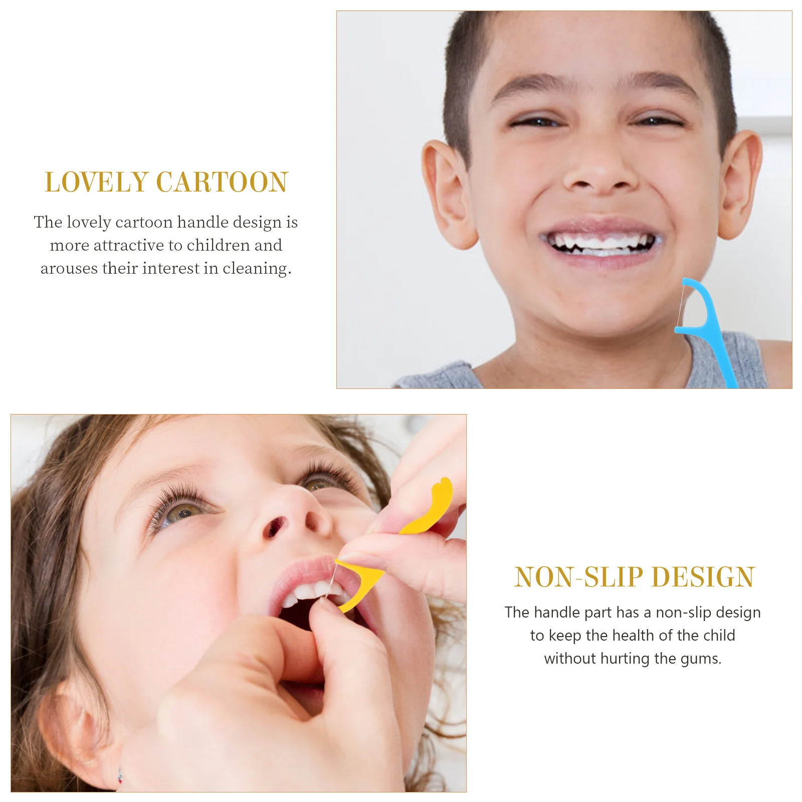 

174Pcs Floss Picks Cute Cartoon Handle Non-Slip Teeth Cleaning Flossers Household Portable Oral Care Tools