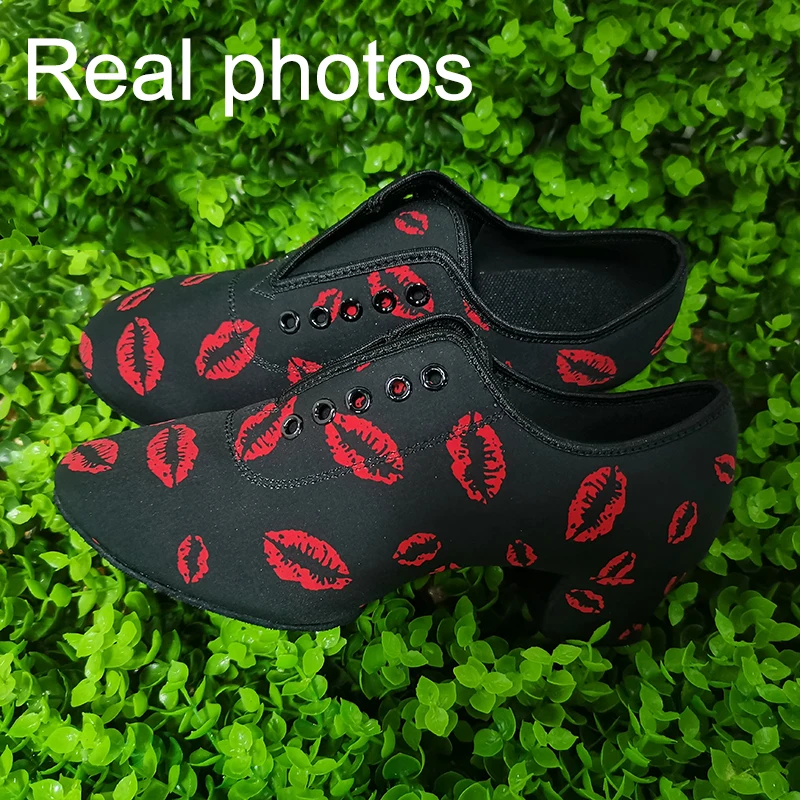 latin dance shoes modern women ballroom dance shoes tango dancing shoes for women sneakers red lips salsa dance shoes 5 cm