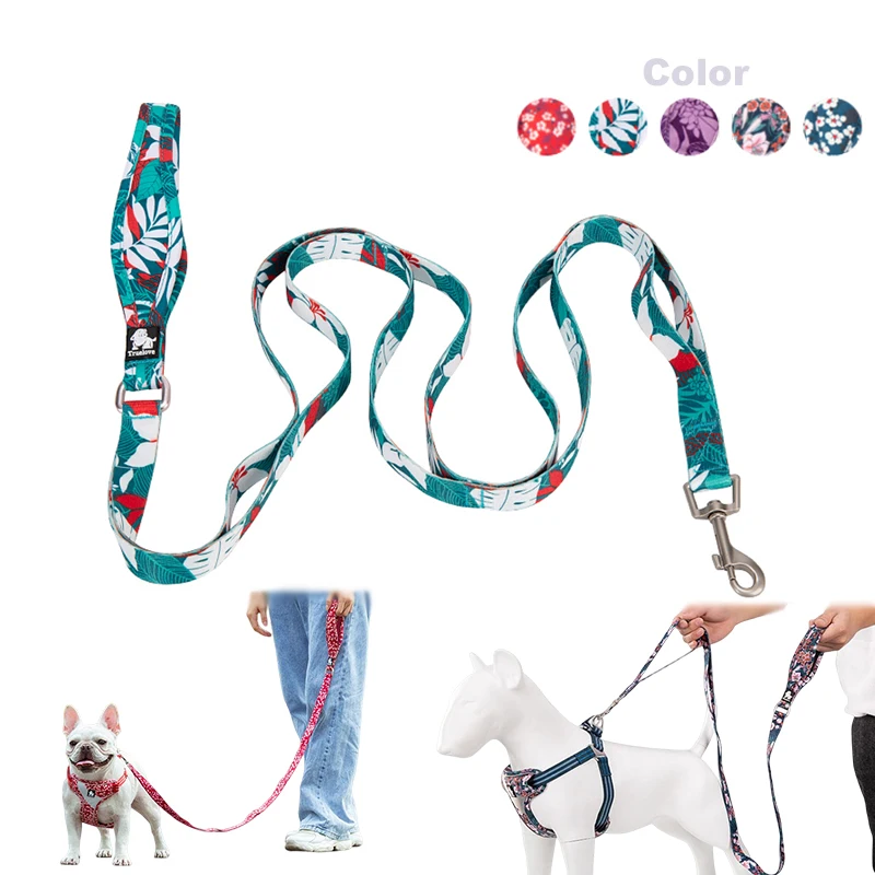 

Winhyepet Floral Print Dog Leash 140CM Fashion Durable Ethnic Style Pet Walking Drag Pull Leash for All Types of Dogs