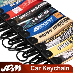 1PCS JDM Key Tag Racing Car Motorcycle Keychain Ring Car Lanyard Key Strap Car Accessories For Fake Taxi HKS Keychain