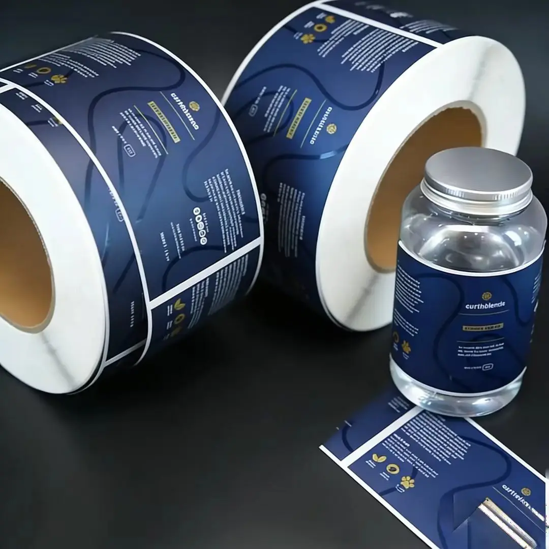 Custom Rectangular Self-Adhesive Roll Waterproof Stock UV Labels Stickers for Bottle Packaging Printing