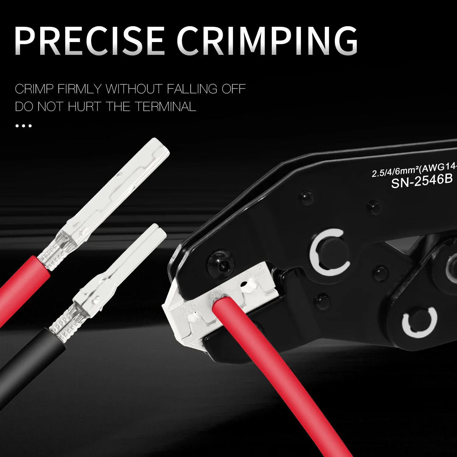 SN-2546B Solar Photovoltaic Wire Crimping Plier 2.5/4/6mm² Solar Connectors Solar Panel PV Cable Wire Crimper Clamp Tool Kit