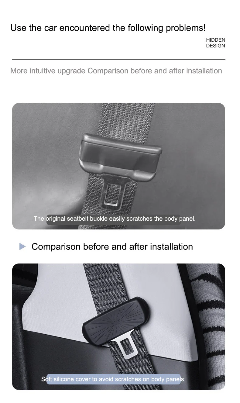 For Tesla Model 3/Y 2017-2024 Seat Belt Head Plug Silicone Protective Cover Plaid Front Seat Belt Plug Crash Covers Anti-rattle