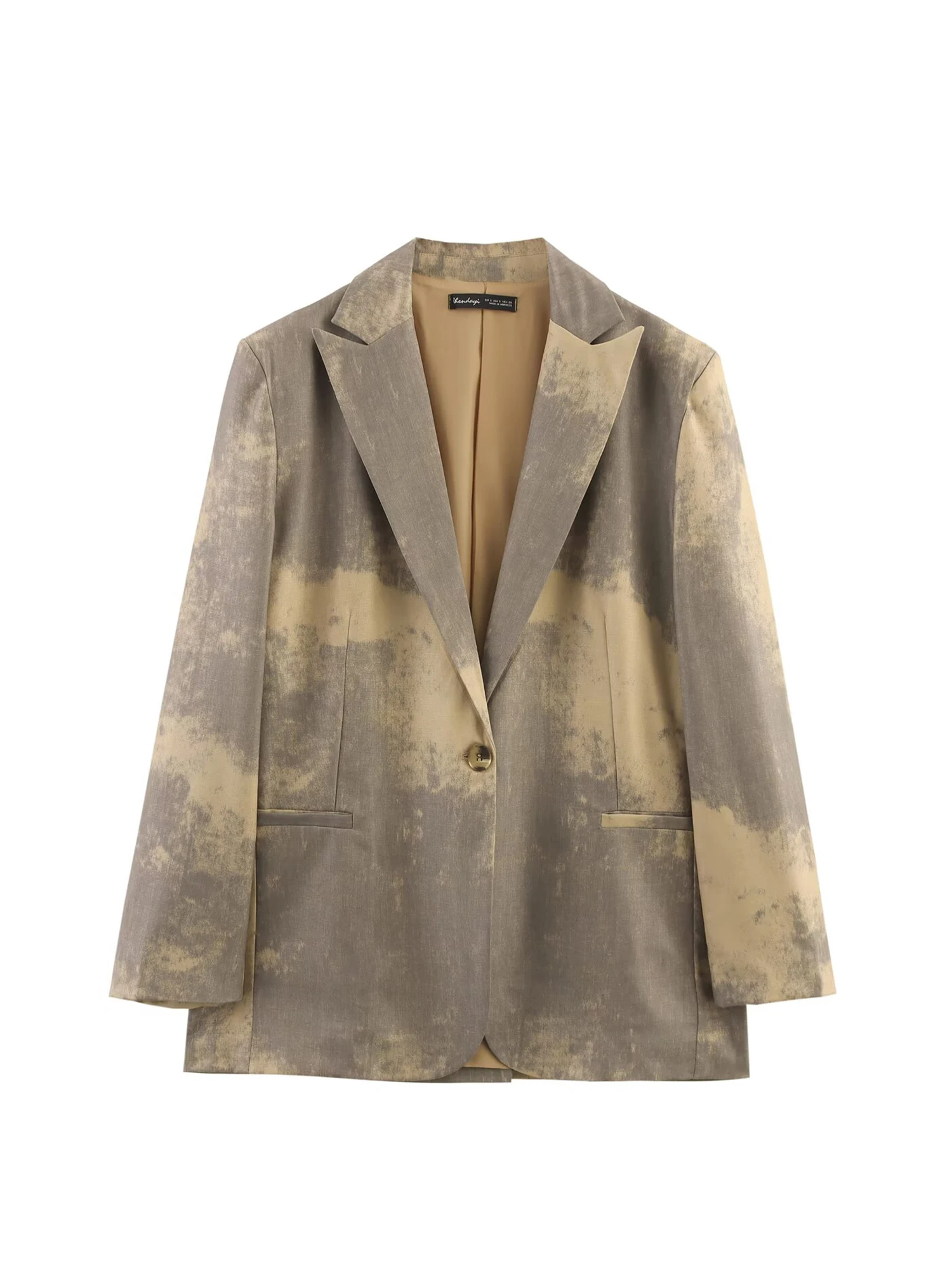 

Женский пиджак цвета хаки, винтажная верхняя одежда, однобортный костюм большого размера с длинными рукавами, пальто Harajuku Y2k 2000-х годов, весна-осень 2025