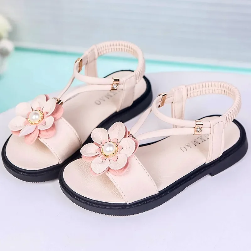 Princess Girls Sandals Soft Children's Beach Shoes Kids Flowers Summer Sandals Fashion High Quality Sweet Girls Sandals 26-36