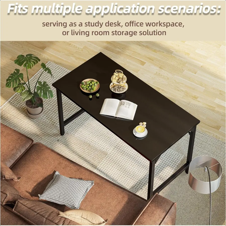 40 inch Computer Desk Small Home Office Desk Study Writing Kid Table Simple PC Gaming Desk Adjustable Feet Black