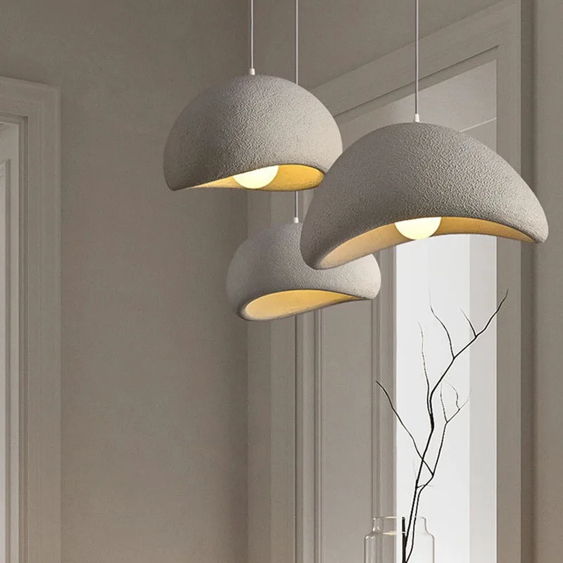 Nordic E27 Living Room Wabi Sabi Style Restaurant Droplight Hotel Decoration Lighting Chandelier Resin Bedroom Pendant Light image 2