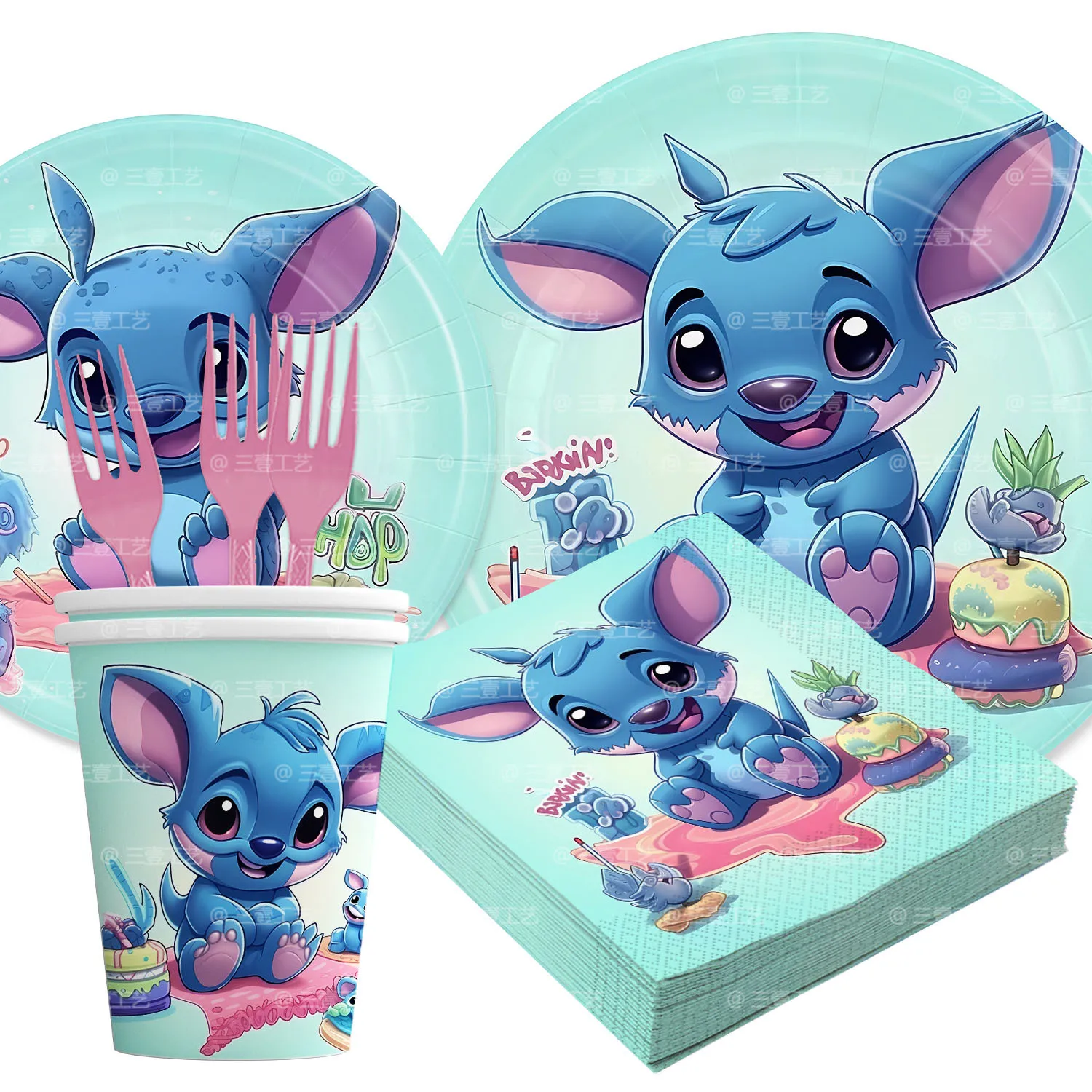 Lilo&Stitch Disney Heroes Anime Wegwerp Feestartikelen, Papieren Borden, Tissues, Tafelkleden, Verjaardagsfeestje Decoratiesets