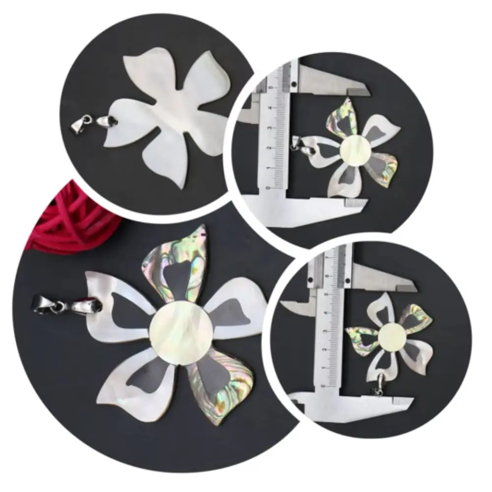 

Flower Shape Single-sided Natural Shell Splicing Pendants Natural Abalone And Yellow Shell Charms Fashion Necklace Accessory 1pc