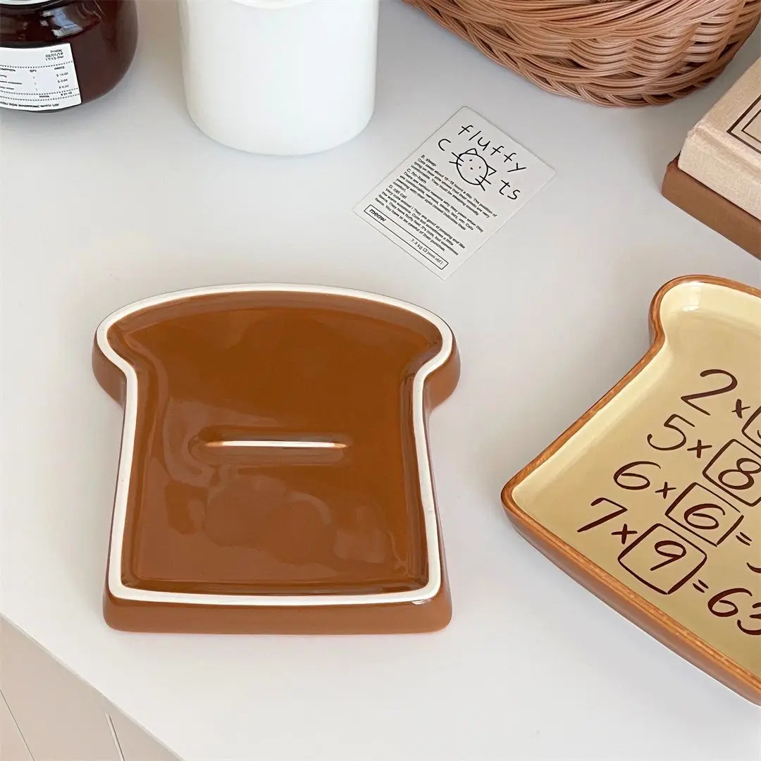 Cartoon Cute Memory Bread Shaped Plate Creative Flat Fruit Plate Bread Modeling Decorative Serving Tray