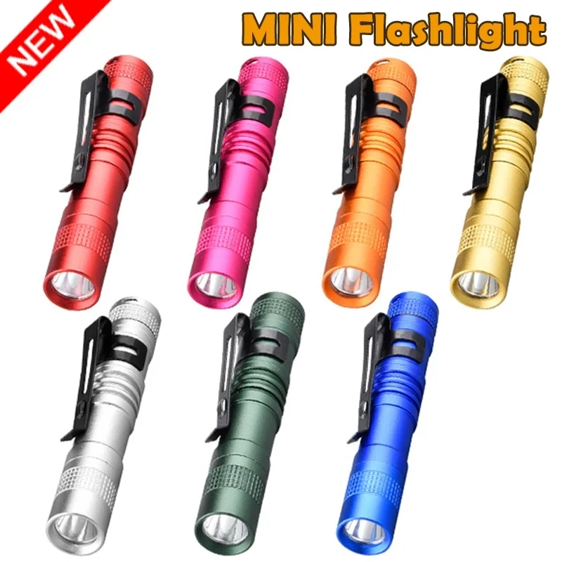 Mini Portable LED Pen Flashlight Pocket Bright High Lumens Torch Camping Emergency Outdoor Walking Lantern Keychain Flashlight