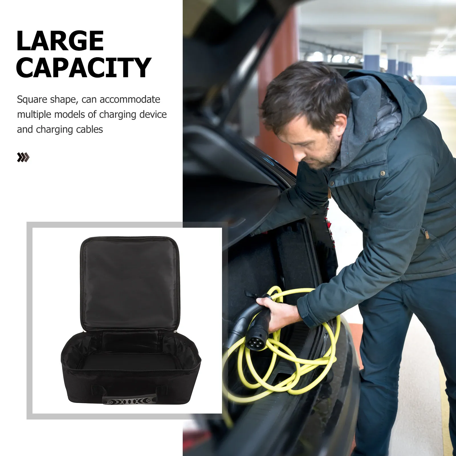 Waterproof Flame Retardant Ev Cable Bag Large Capacity Square Organizer Case Portable Handheld Car Charging Device Storage Pouch view 5