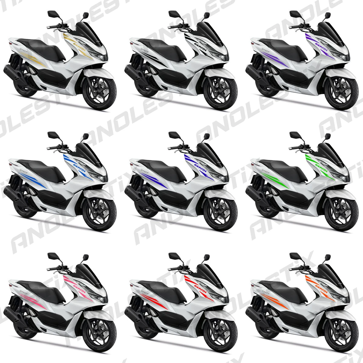 AnoleStix Reflective Motorcycle Body Waterproof Decoration Stickers Fuel Tank Pads Fairing Frosted Decals For Honda PCX 125 150