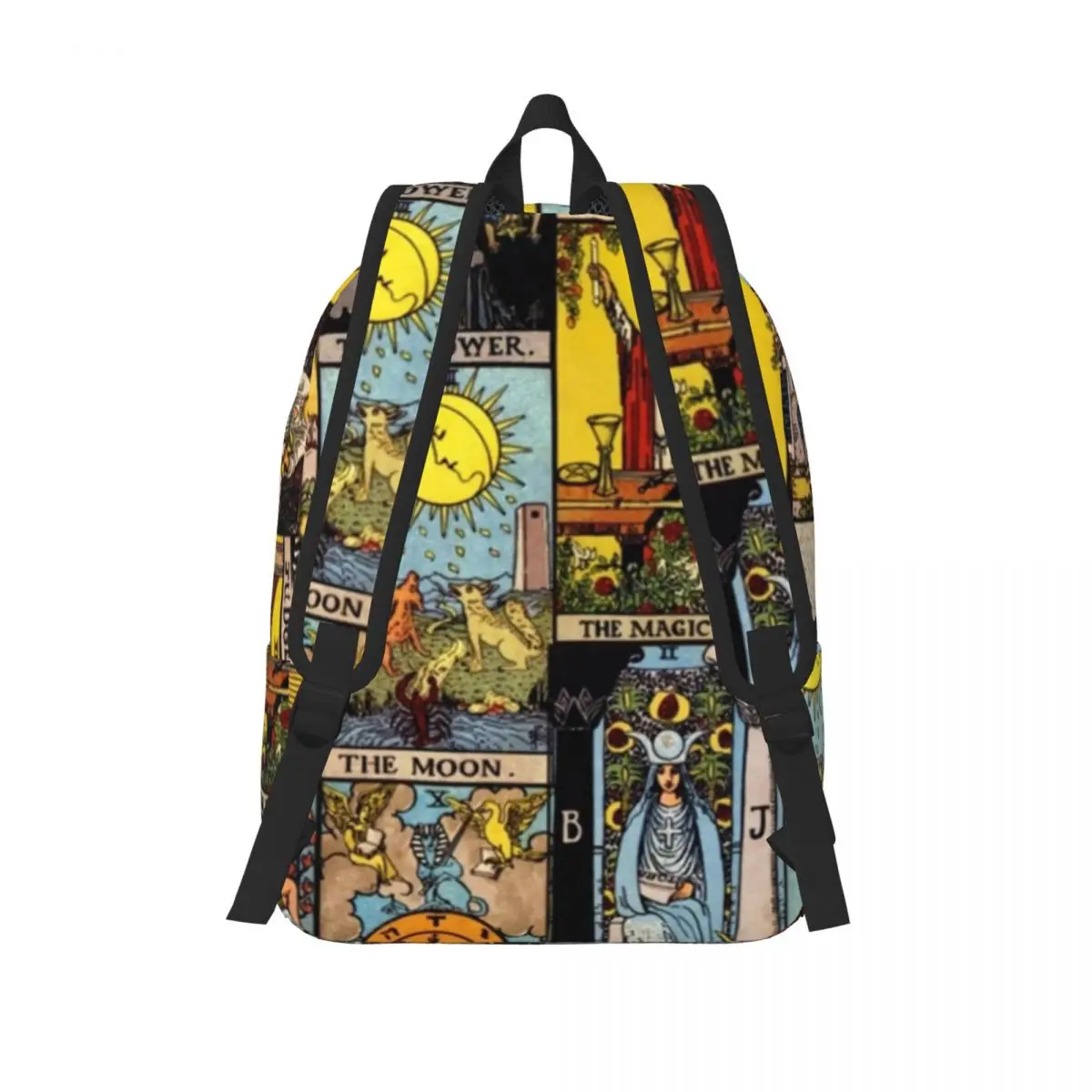 Vintage Moon Canvas Backpacks Tarot Art Collage Basic Bag University Backpack Breathable Bags