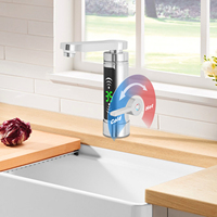 3000W, 220V, 7.28*8.07in, Silberfarbenes ABS, Edelstahl Und Keramik Elektrischer Schnellheizungswasserhahn Mit Temperaturanzeige