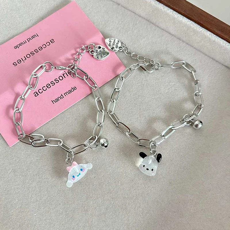 Doce Sino Pulseira Pingente Ornamentos, Sanrio Kuromi Cinnamoroll Melody Pochacco, Kawaii Desenhos Animados, Presente Amigo Casal, Y2K