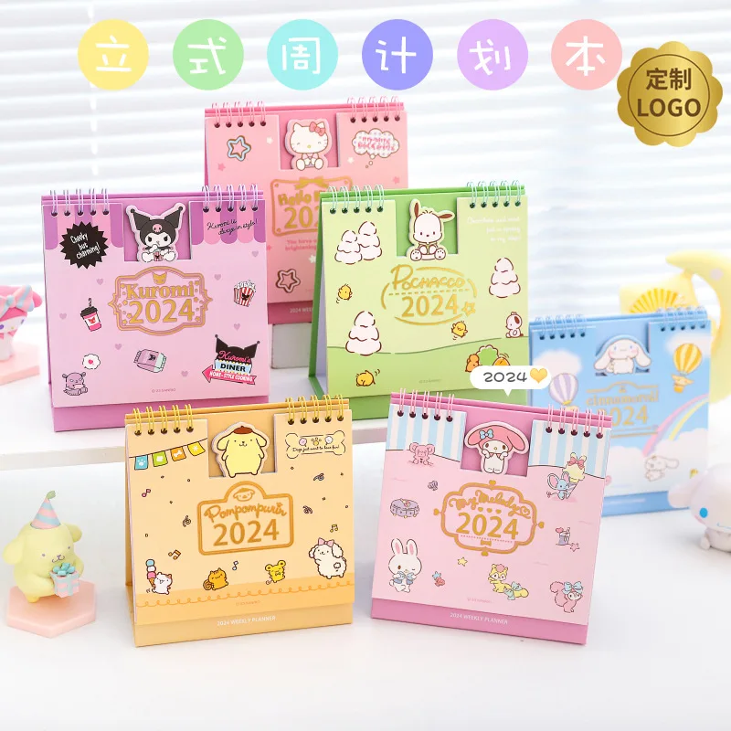 

Sanrio Hello Kitty 2024 Calendars Mini Desk Calendar Cartoon Desk Top Decoration Daily Weekly Memorandum Office Accessories Y2K