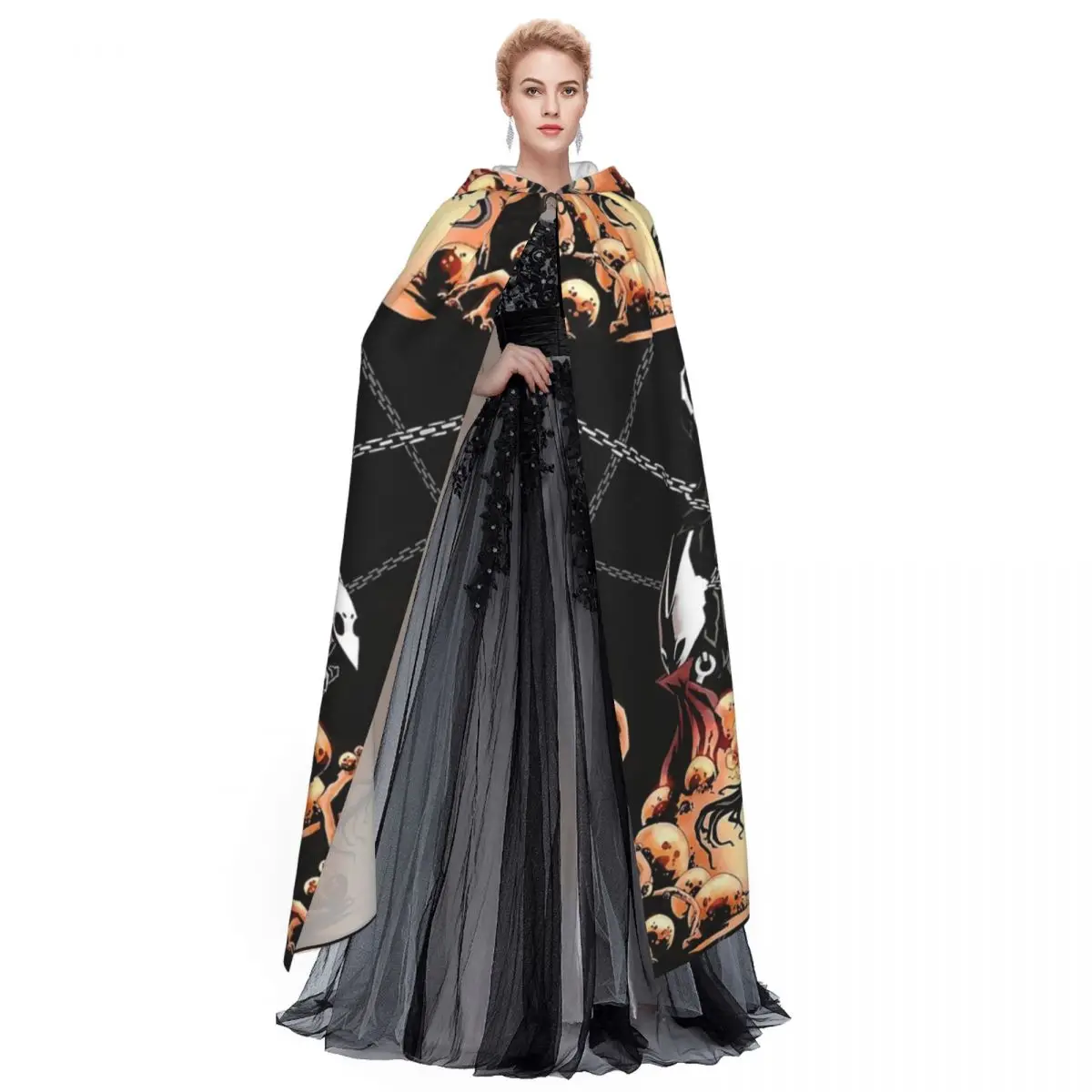 Длинный плащ с капюшоном Hollow Knight, средневековый костюм ведьмы, накидка для косплея, накидка на Хэллоуин, вампир, для взрослых, унисекс