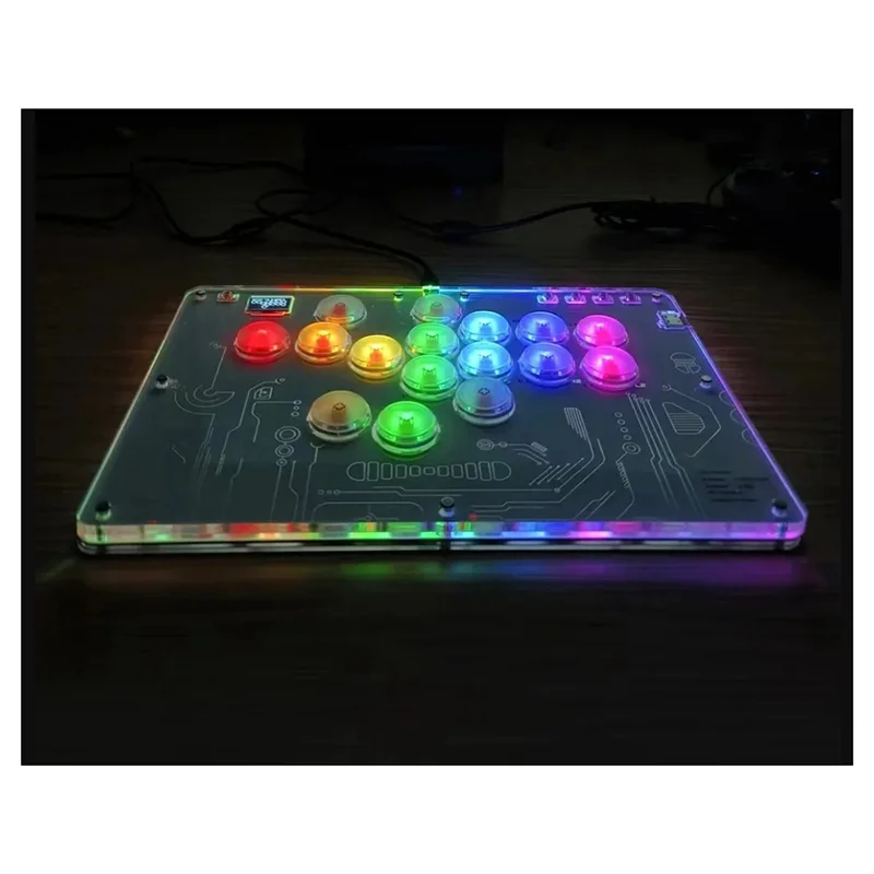 B68C ممر عصا التحكم Hitbox تحكم RGB القتال لعبة لوحة المفاتيح 16 مفاتيح جميع زر تحكم ل PS5 PS4 PS3 سطح البخار