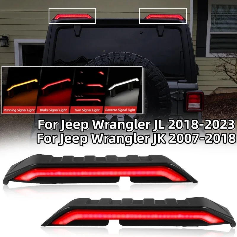 

1Pair Car Tail Lights Third Brake Light LED High Mount Brake Light For Jeep Wrangler JK 2007-2018/JL 2018-2023