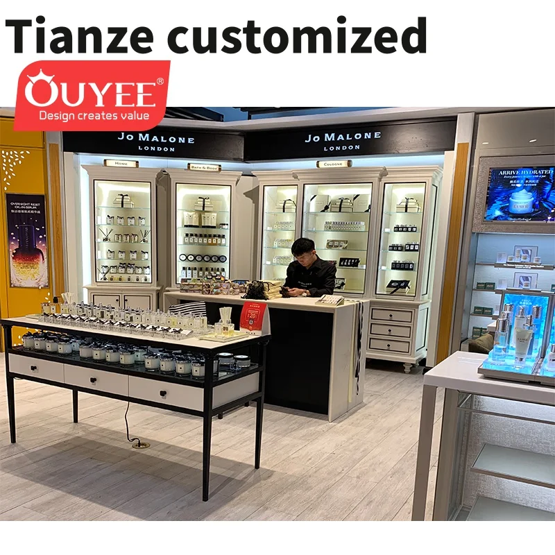 

Customized-Commercial Perfume Booth Display Cosmetic Inside Shopping Mall High End Cosmetics Display Design Kiosk From Factory D