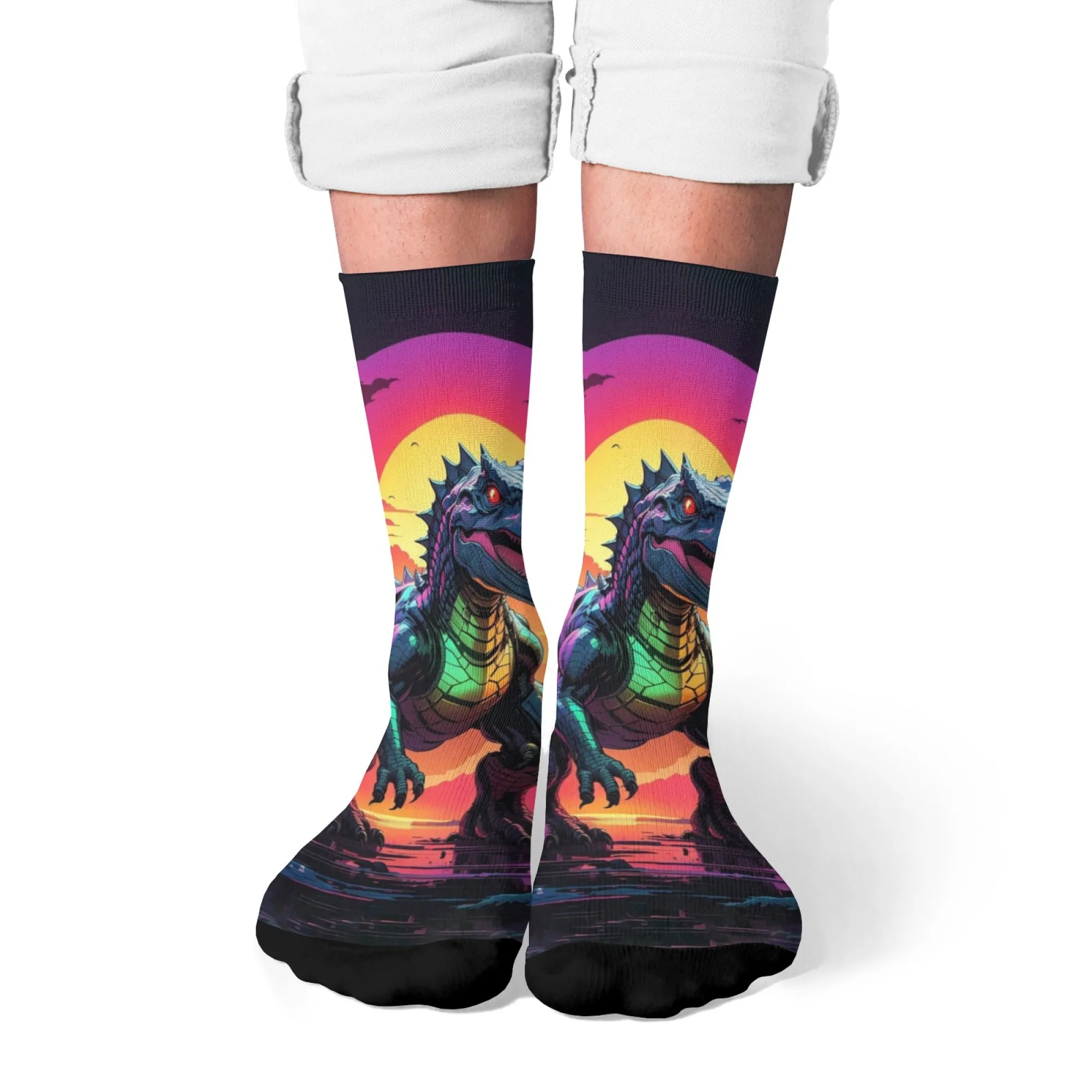 Calcetines de dinosaurio Jurásico de estilo cómico, calcetines cómodos informales de moda Retro, calcetines felices divertidos de calle Harajuku Hip Hop, regalo de vacaciones