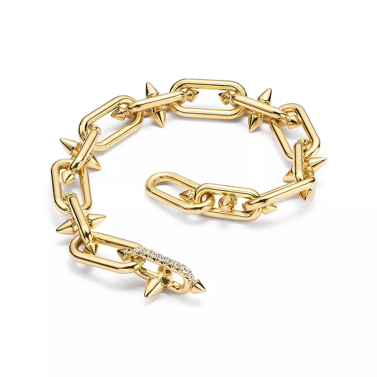 Buckle bracelet, gold inlaid with diamonds, luxurious high-end European and American fashion jewelry
