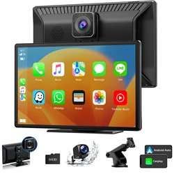 Schermo TOGUARD Carplay, 9 pollici Wireless apple carplay Android Auto Car Stereo Player GPS Wifi BT con 2.5K anteriore + 1080P fotocamera posteriore