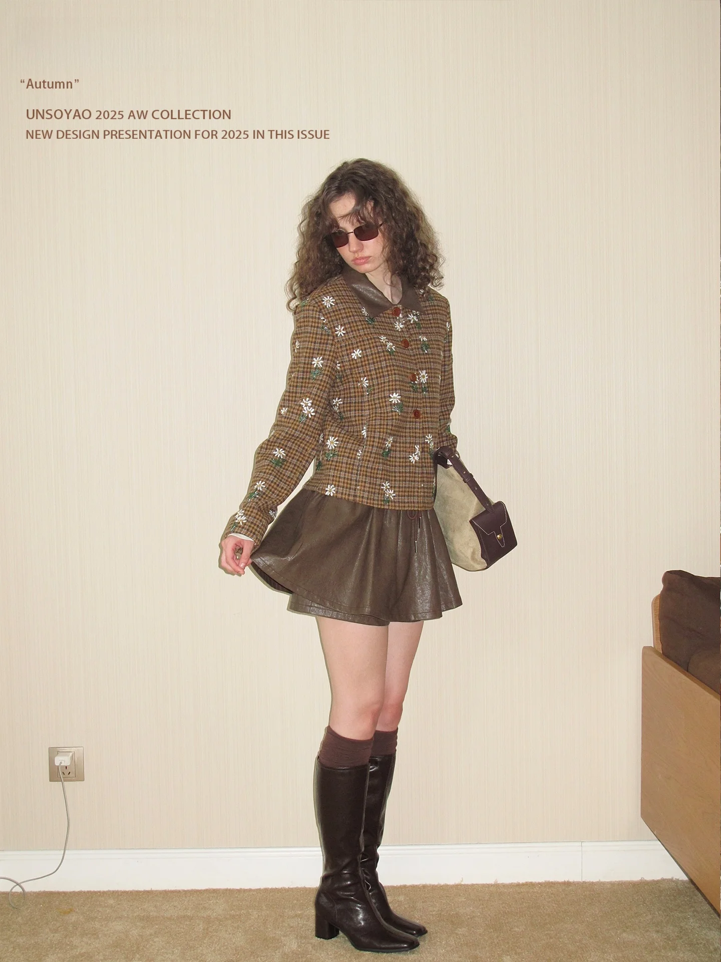 

UNSOYAO Wool Blend Plaid Embroidered Jaet oulder Length Button up Women's Commute Sle Regular Fit Long Sve Coat