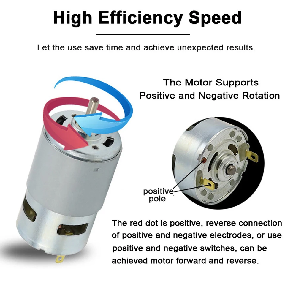 Motore DC 775 A Doppio Cuscinetto 12V/24V Con Doppio Albero Filettato 40mm – 3000/10000/20000 RPM
