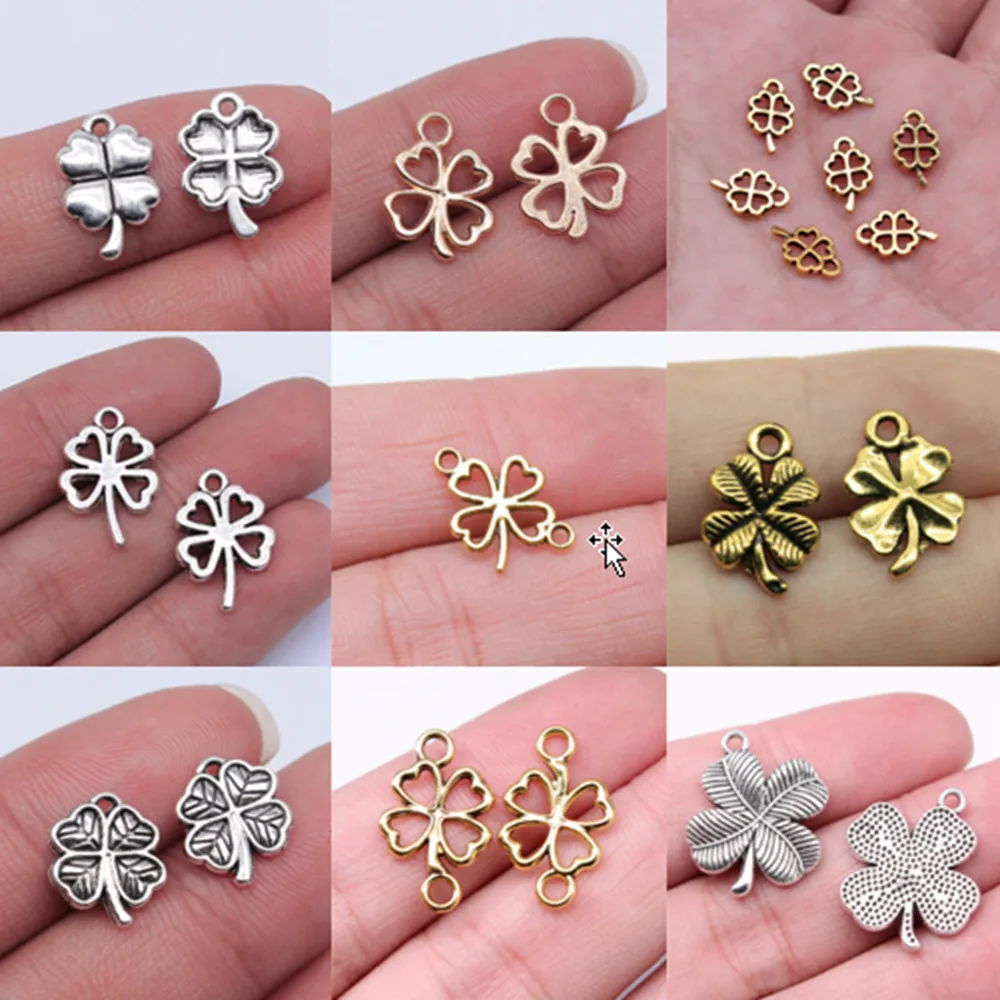 Bulk Charms For Jewelry Making Kit Pendant Diy Jewelry Accessories Small Hollow Lucky Clover Charms