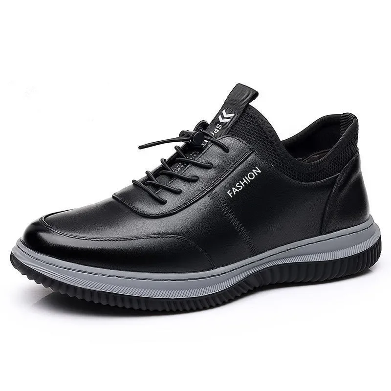 Zapatos bajos informales de cuero para hombre, calzado deportivo de suela suave antideslizante para caminar al aire libre, oficina y fiesta, 2024