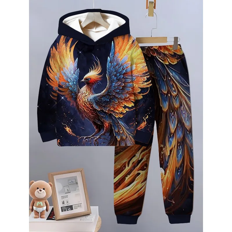 Мужская толстовка с 3D принтом Divine Beast, простой модный комплект из 2 предметов, подходящий для активного отдыха в осенние и зимние сезоны