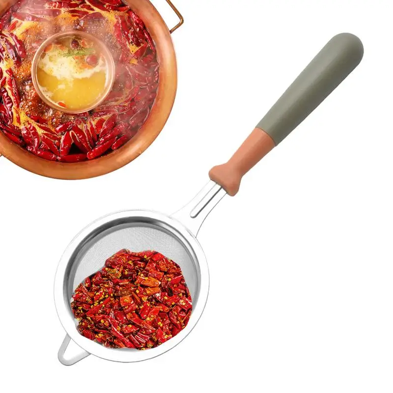 Fat Skimmer Spoon Hot Pot Skimmer With Long Handle Stainless Steel Multi-Functional Food Grease Strainer For Skimming Frying