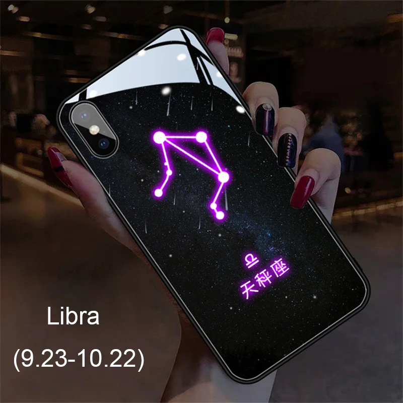 Flash LED Star Zodiac Sign Luminous Case For iPhone 11 12 13 14 15 Pro Max Case 7 8 Plus Cover X Xr Xs Max 13 Mini 14 Plus Case