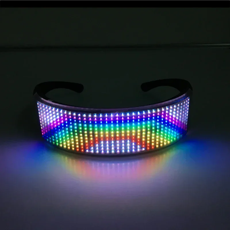 Gafas luminosas Led multilingüe con carga USB para fiesta, lentes intermitentes, idiomas personalizados, gafas de sol para concierto, vacaciones de Navidad