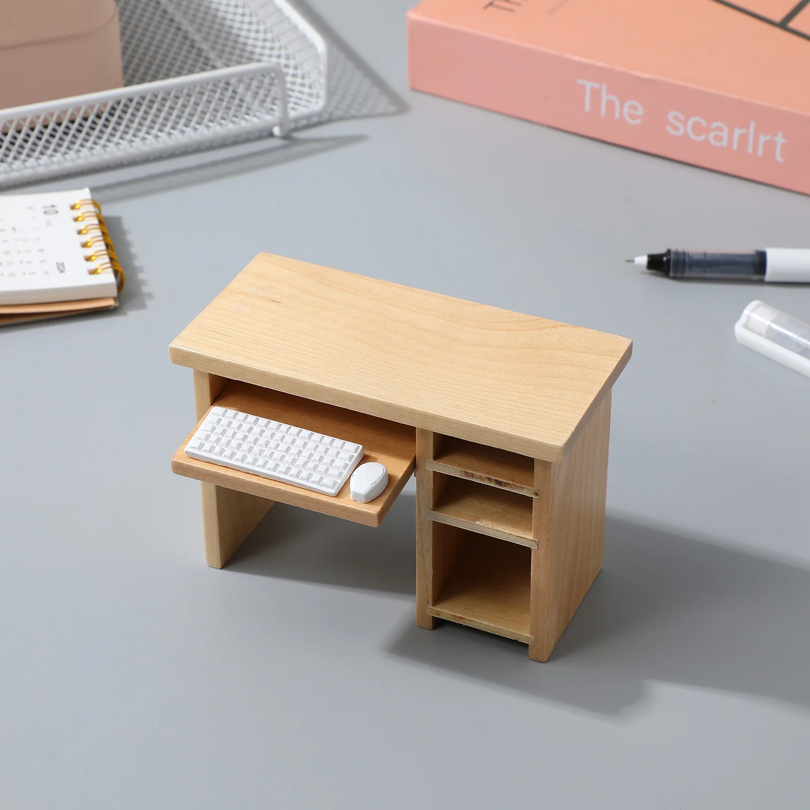 Mini Furniture Model House Wooden Desk Decoration Decorations Fairy Home Computer for Splint Decorative Company Multi-purpose