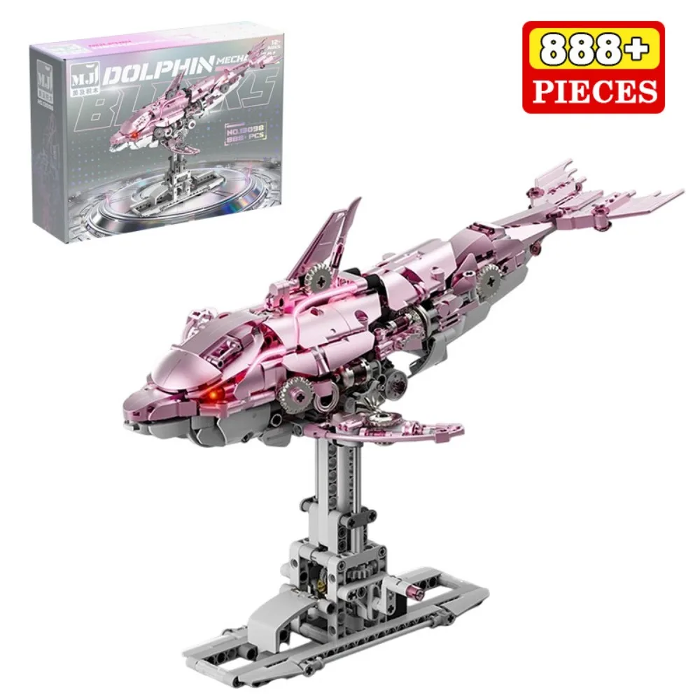 

888 шт. механическая модель розового дельфина, комплект строительных блоков, милые животные в сборе, креативные кирпичи «сделай сам», игрушка в подарок для девочек, взрослых, декор