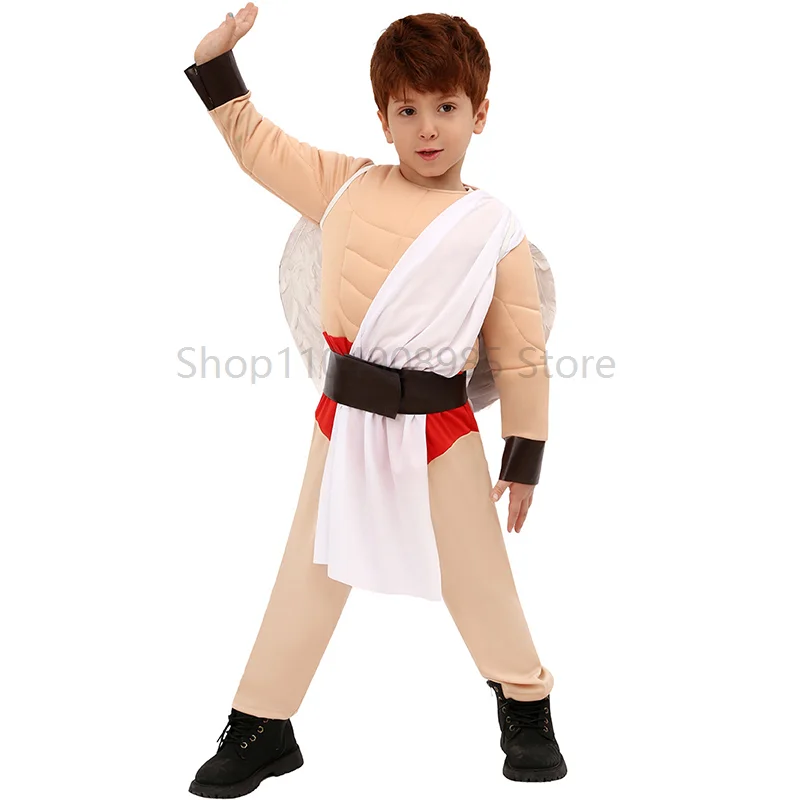 

Children Muscle Angel Jumpsuit With Wing Fancy Dress Up Valentine's Day Little BoyCosplay Costume Economic