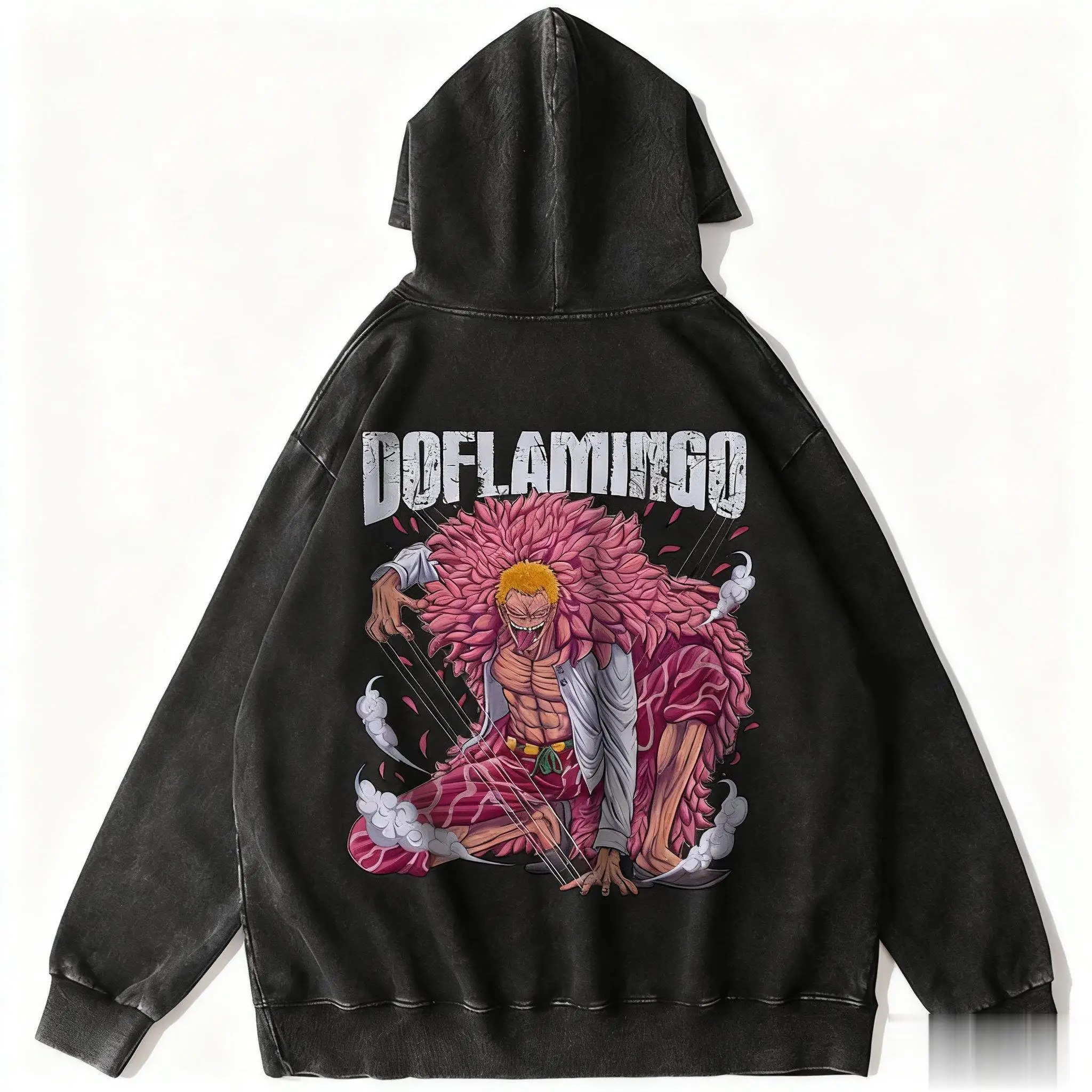 

Harajuku One Piece Zoro Hoodie Men Women Pullover Sweatshirt Vintage Wash Anime Print Oversized Casual Long Sleeve Tops Sweater