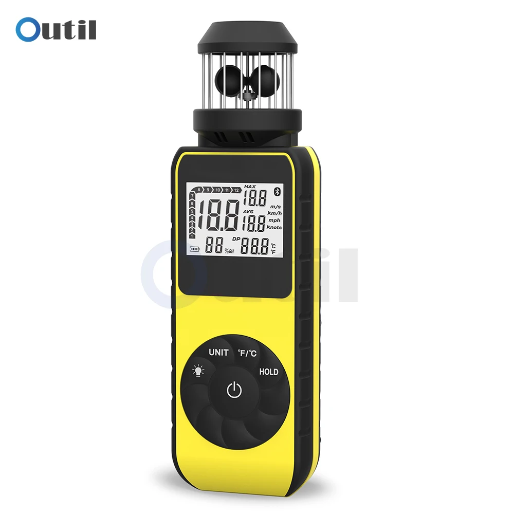 

Anemometer HP-881M Handheld Anemometer Wind Meter Direction 360 Rotation for Measuring Wind Speed Temperature with LCD Backligh