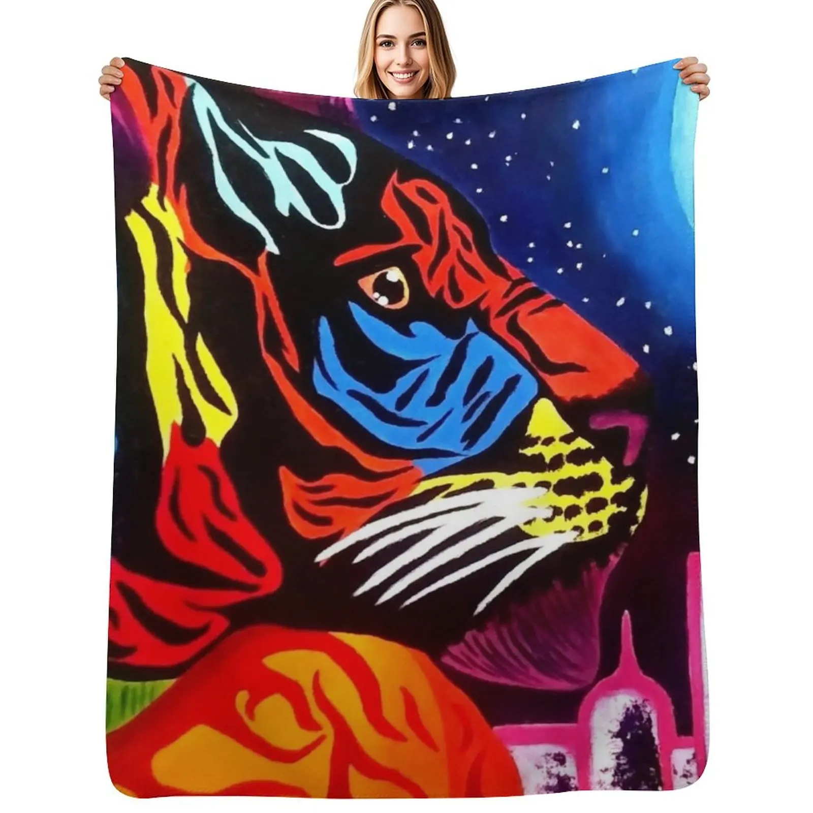 

Temple Guardian Throw Blanket Large Cute Plaid Hairy decorative Blankets