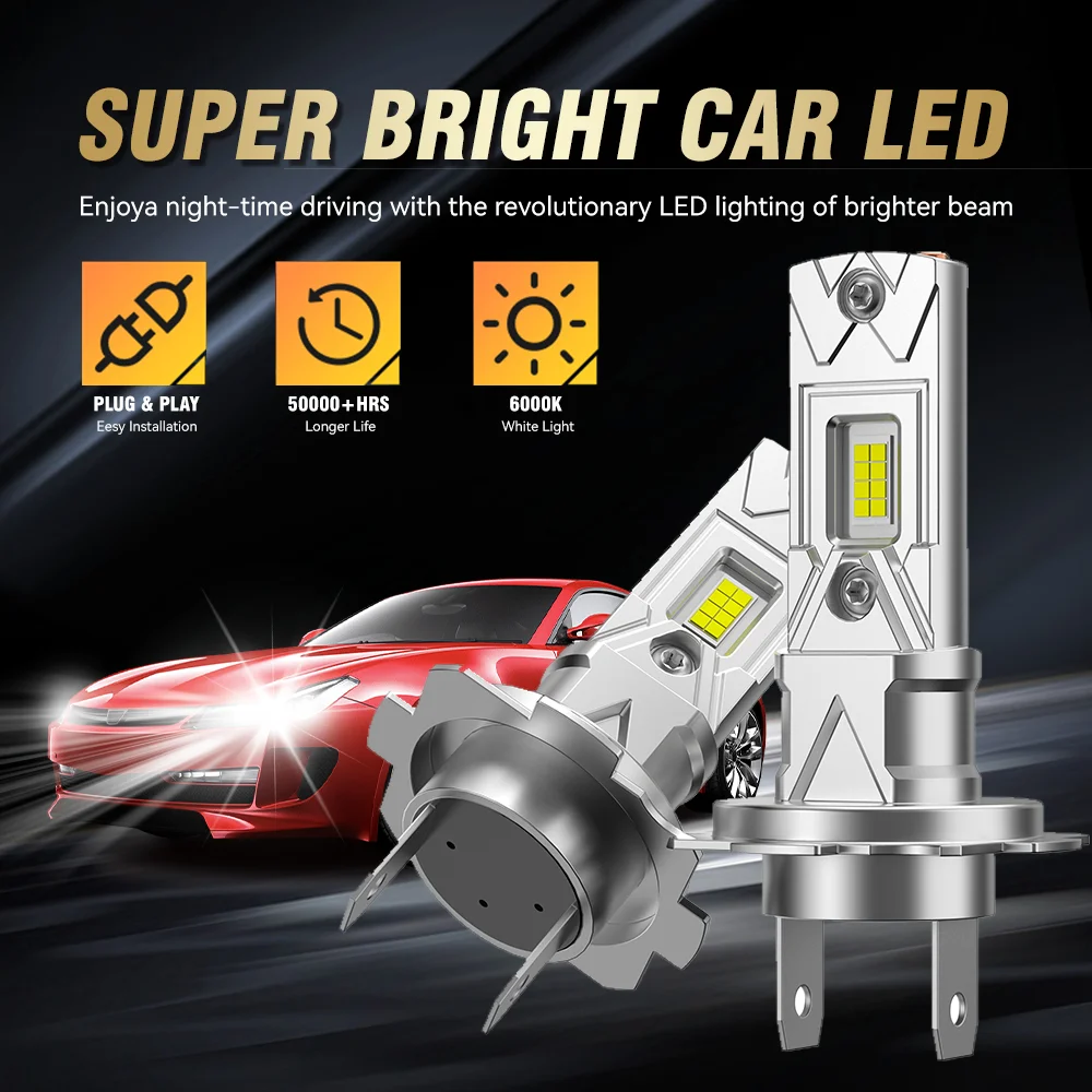 1000W H7 H4 LED Lights for Car Headlight Bulb 1200000LM Mini Wireless Auto Lamp +1000% Bright Spotlights Automobile Headlamp 12V
