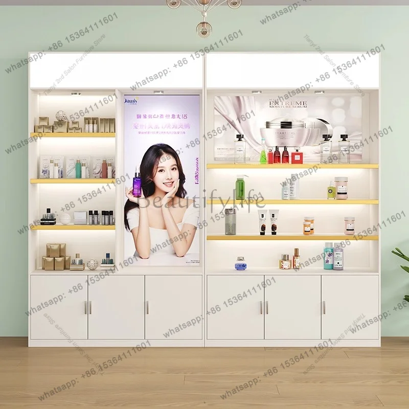 LJY Nordic Creative Nail Art Display Cabinet Modern Storage and Organizing Display Cabinet Beauty Salon Shelf Office Furniture F