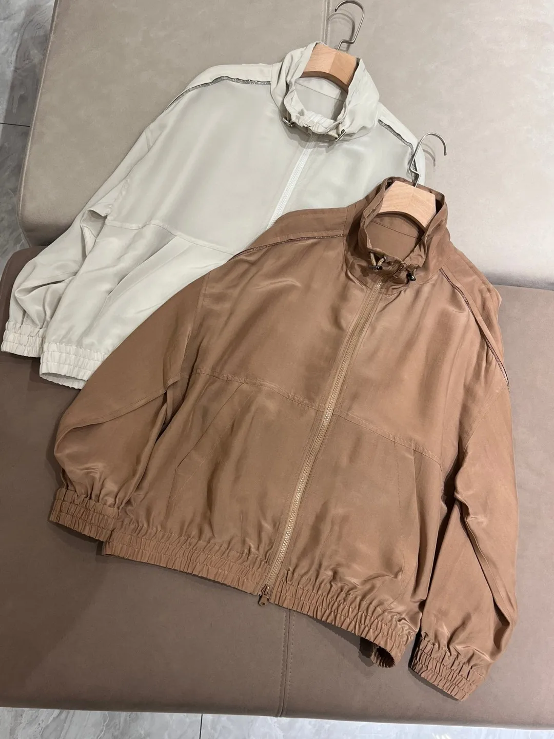 Spring Summer High Quality Thin Silk Windbreaker Jacket