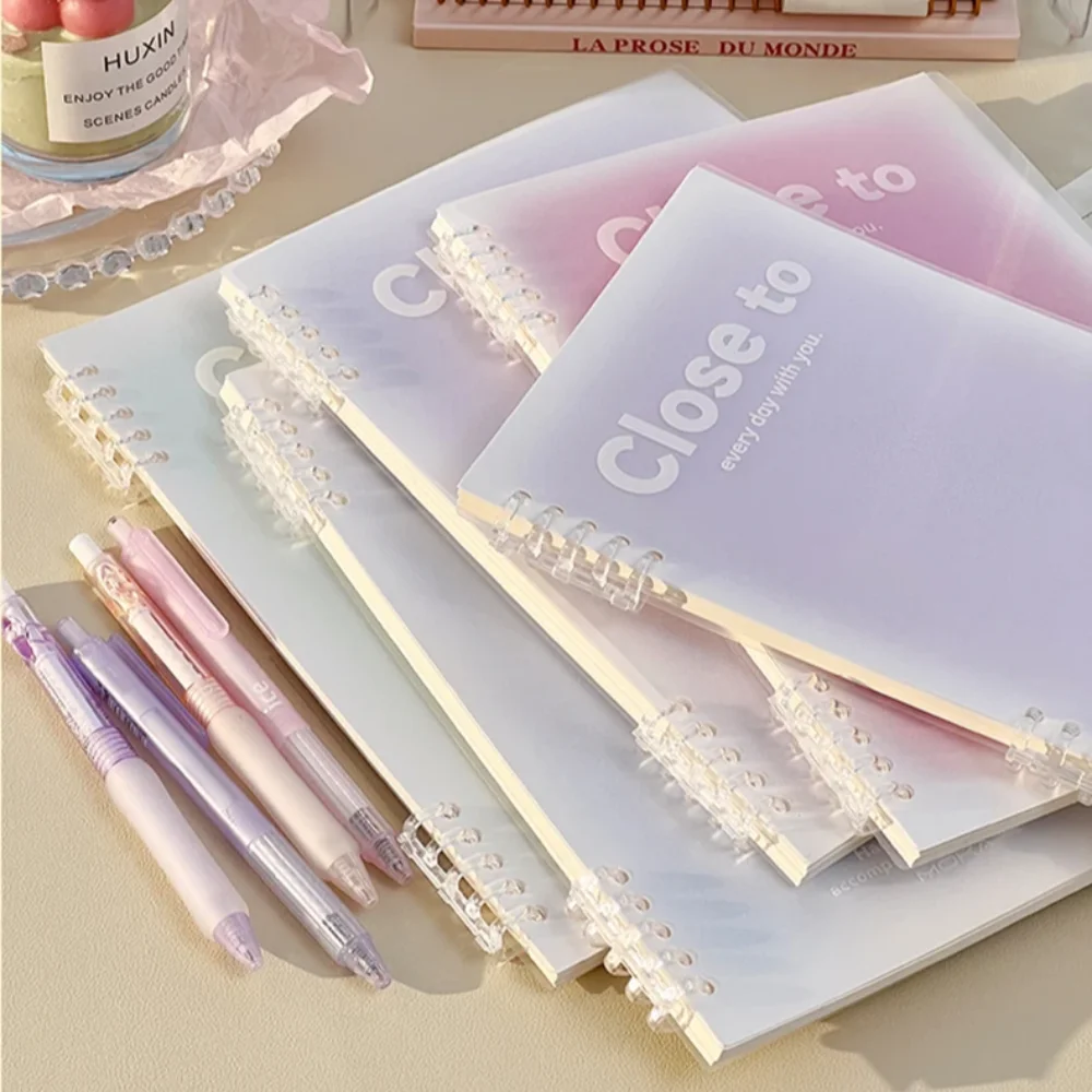 

Simple Stationery A5/B5 Binder Notebook Horizontal Line Gradient Color Kawaii Loose-Leaf Notebook 60 Sheets PVC Cover